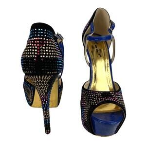 ALBA Multicolored Rhinestone Bejewled Super High Stiletto Heels Open Toe Pumps 9